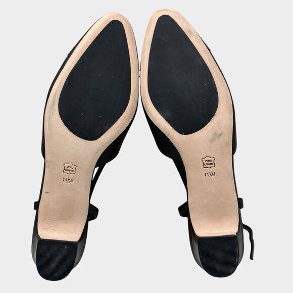 Vaneli Aliz Slingback Kitten Heel 11.5 Black Nappa Leather Patent Cap Toe - Picture 8 of 11